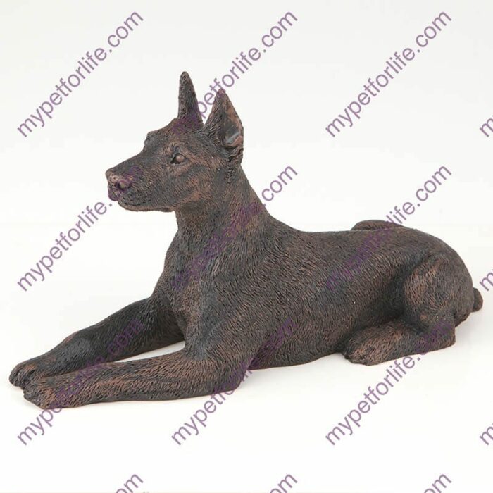 Bronze style dog cremation urn, doberman