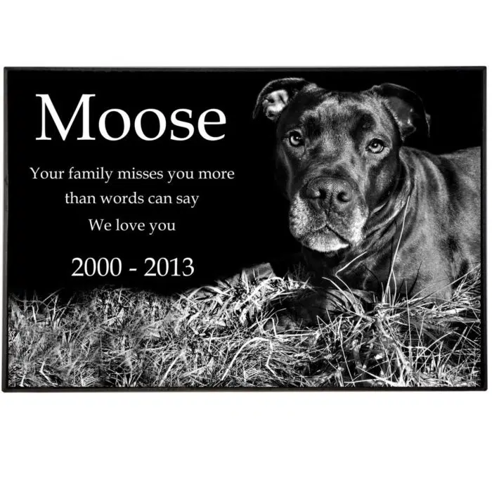 Engraved granite pet headstone, 2" thick