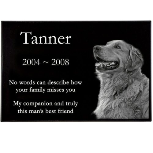 Engraved granite pet headstone, 1" thick