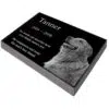 Engraved granite pet headstone, 1" thick, side view