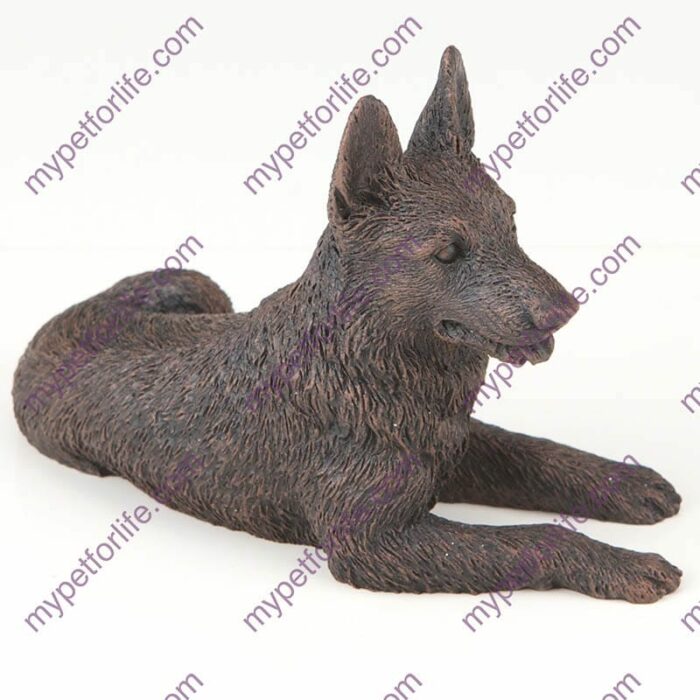 Bronze style dog cremation urn, german shepherd