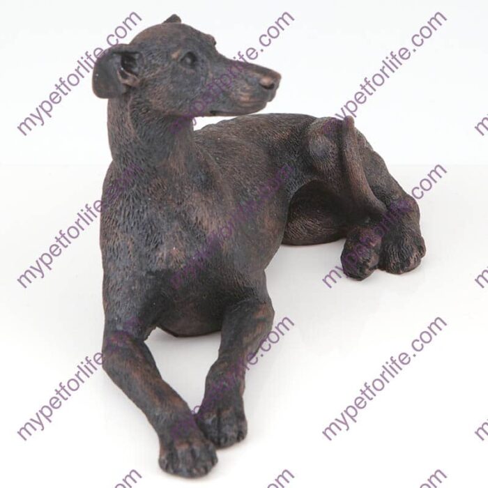 Bronze style dog cremation urn, greyhound