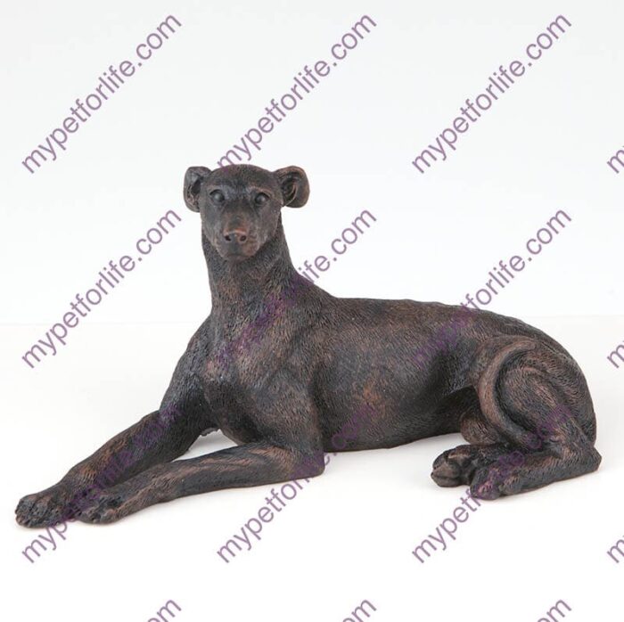 Bronze style dog cremation urn, greyhound