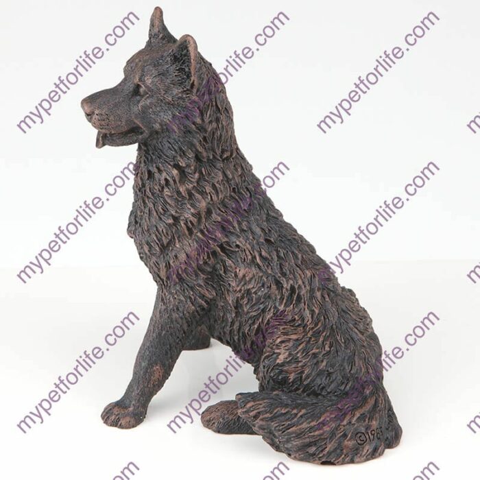 Bronze style dog cremation urn, husky