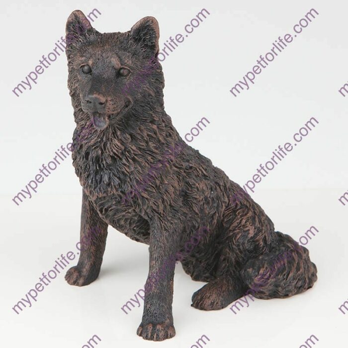 Bronze style dog cremation urn, husky