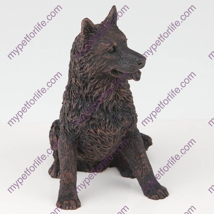 Bronze style dog cremation urn, husky