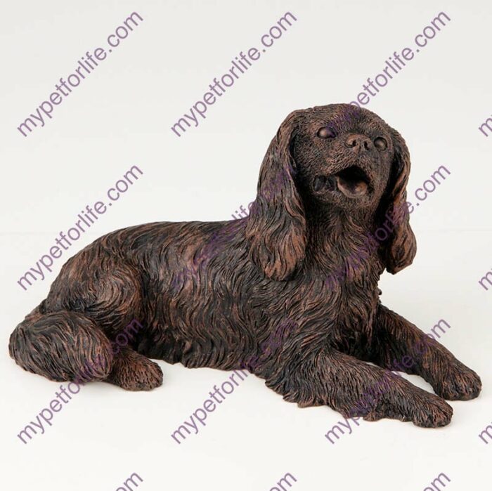 Bronze style dog cremation urn, king charles spaniel