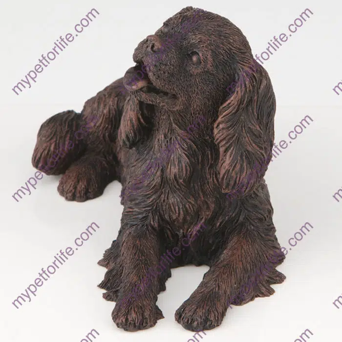 Bronze style dog cremation urn, king charles spaniel