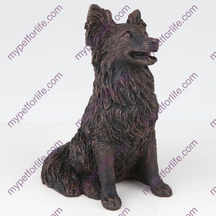 Bronze style dog cremation urn, papillon