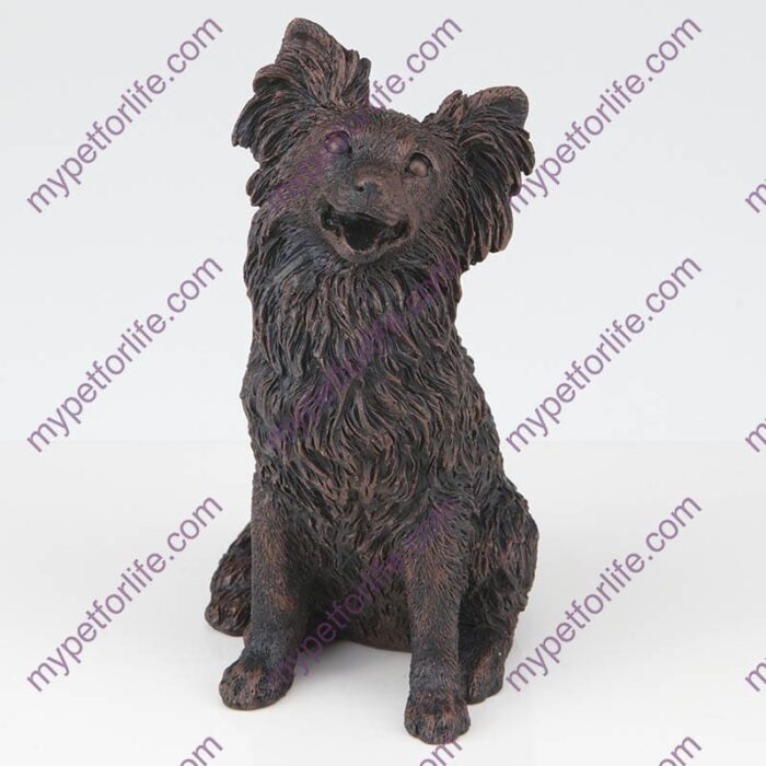 Bronze style dog cremation urn, papillon