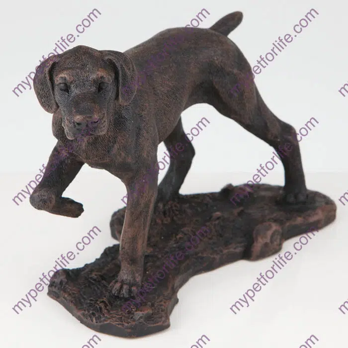 Bronze style dog cremation urn, pointer