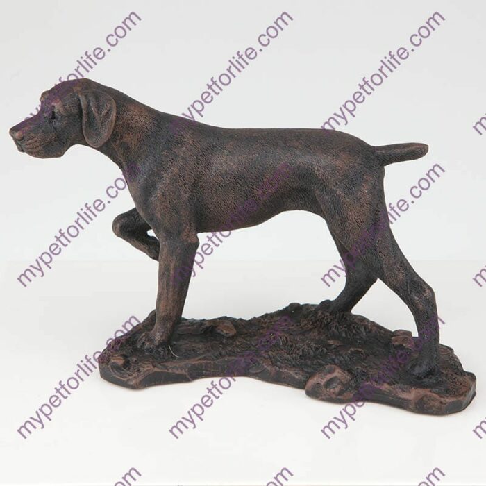 Bronze style dog cremation urn, pointer