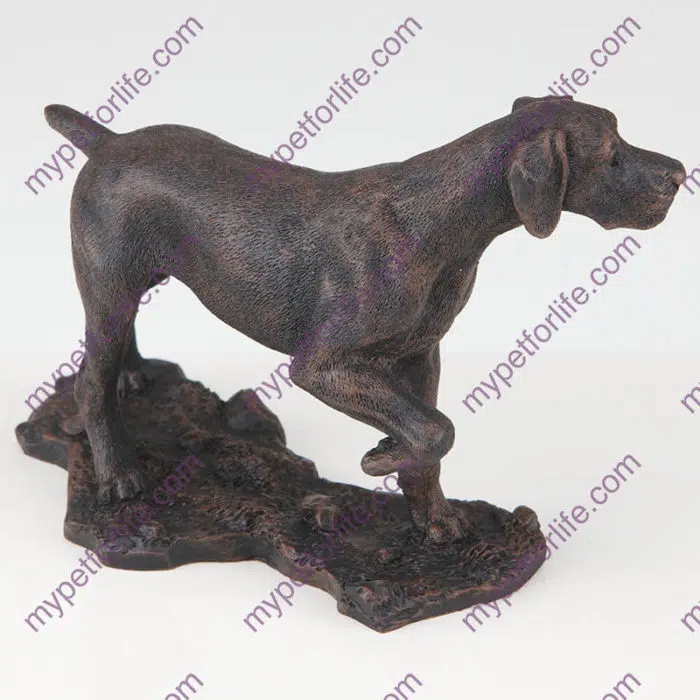 Bronze style dog cremation urn, pointer