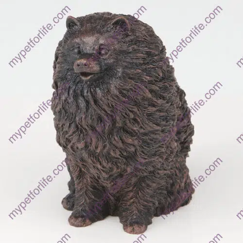 Bronze style dog cremation urn, pomeranian