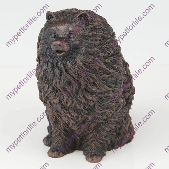 Bronze style dog cremation urn, pomeranian