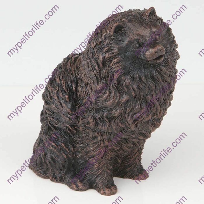 Bronze style dog cremation urn, pomeranian