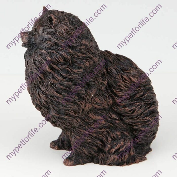 Bronze style dog cremation urn, pomeranian