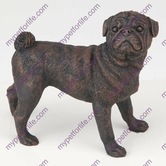 Bronze style dog cremation urn, pug