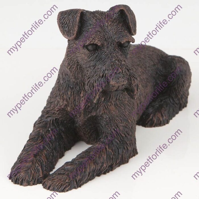 Bronze style dog cremation urn, schnauzer