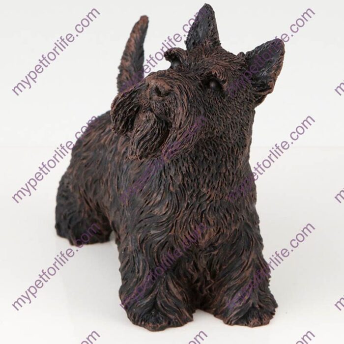 Bronze style dog cremation urn, scottish terrier