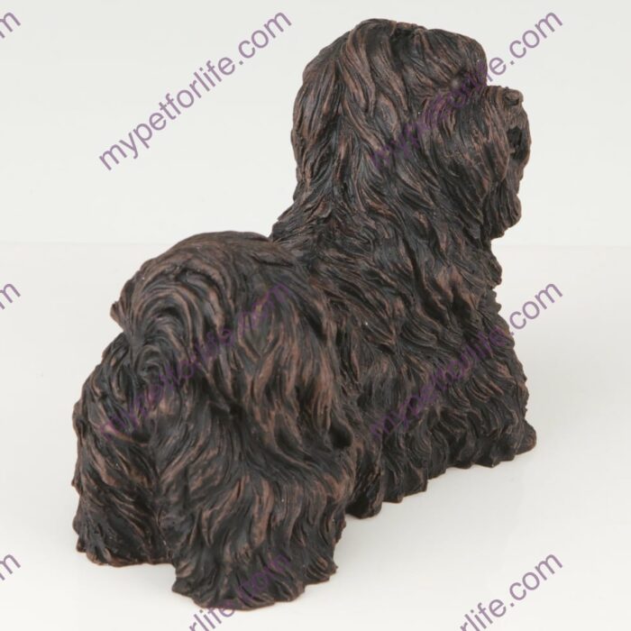 Bronze style dog cremation urn, shih tzu