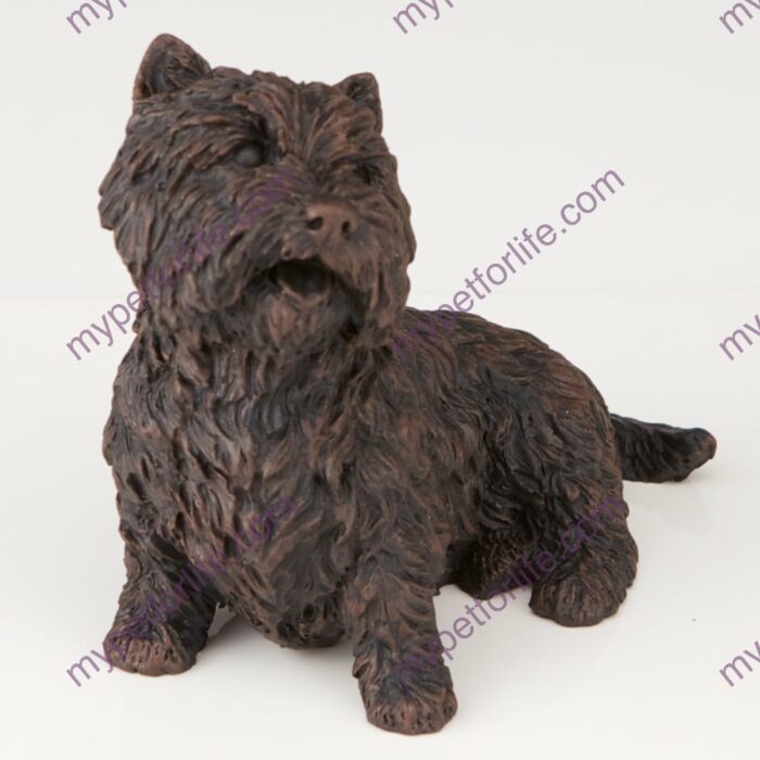 Bronze style dog cremation urn, westie