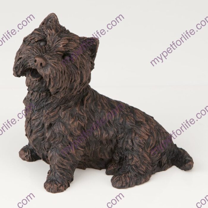 Bronze style dog cremation urn, westie