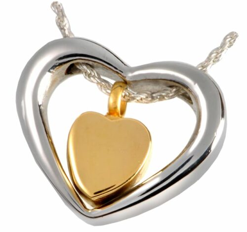 Stainless Steel Heart of Gold Memorial Cremation Pendant