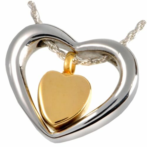 Stainless Steel Heart of Gold Memorial Cremation Pendant