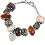 Autumn Gold Remembrance Bead Memorial Bracelet with heart charm