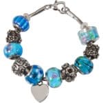 Celestial Blue Remembrance Bead Memorial Bracelet with heart charm