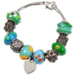 Eternal Green Remembrance Bead Memorial Bracelet with heart charm