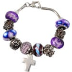 Forever Purple Remembrance Bead Memorial Bracelet with cross charm