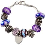 Forever Purple Remembrance Bead Memorial Bracelet with heart charm