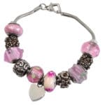 Memorial Pink Remembrance Bead Memorial Bracelet with heart charm