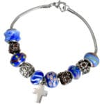 Nightfall Blue Remembrance Bead Memorial Bracelet with cross charm