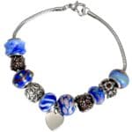 Nightfall Blue Remembrance Bead Memorial Bracelet with heart charm