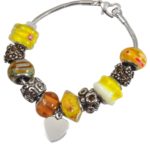 Sunshine Yellow Remembrance Bead Memorial Bracelet with heart charm