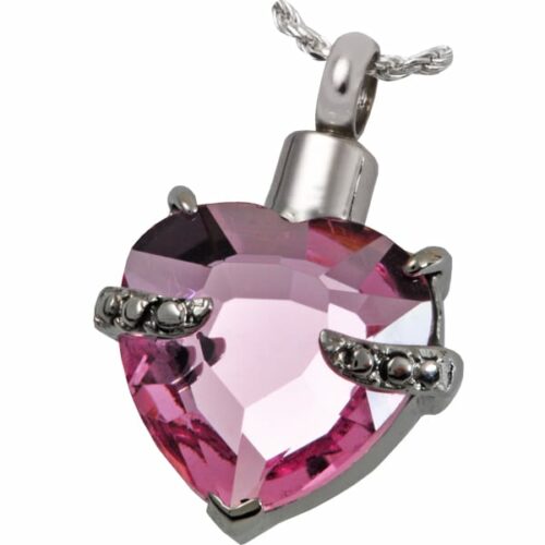 Pink Loyal Heart memorial cremation pendant, stainless steel