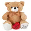 Tan stuffed teddy bear memorial cremation urn with keepsake heart