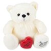 White stuffed teddy bear memorial cremation urn with keepsake heart