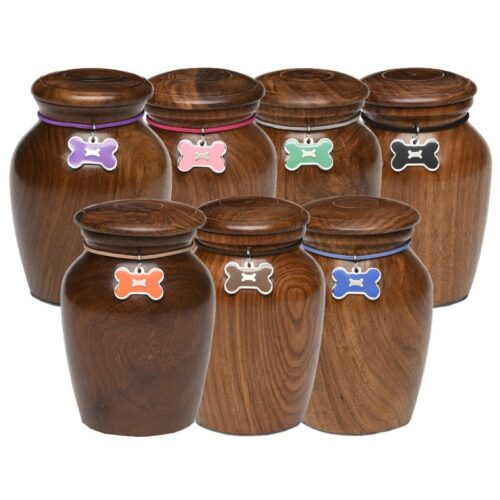 Rosewood vase pet memorial cremation urn with bone decoration, all colors