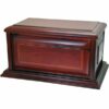 Cherry wood finish raised panel cremation urn