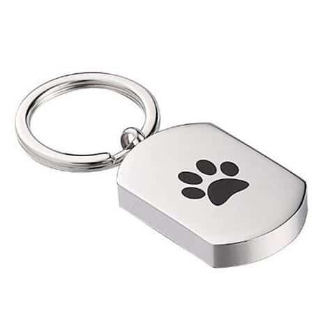 Stainless steel Dog Tag Cremation Pendant Keychain with paw print