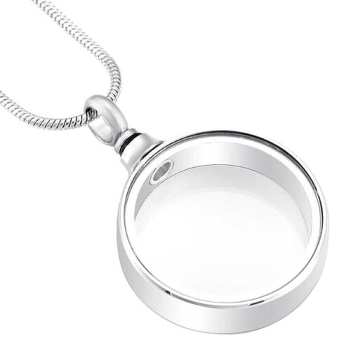 Fillable Glass Circle Memorial Cremation Pendant