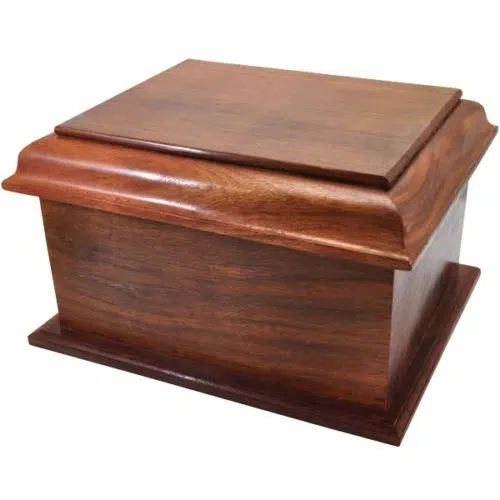 Large stately wood cremation urn