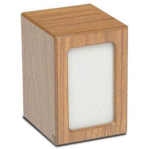 Oak Finish MDF wood photo holder pet memorial urn, medium