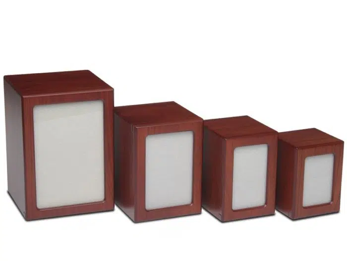 Red Cherry Finish MDF wood photo holder pet memorial urn, assortment