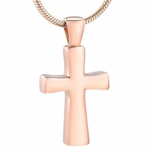 Stainless steel cross memorial cremation jewelry for pet cremation, rose gold color