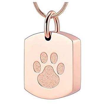 Rose Gold colored dog tag pet memorial cremation pendant in stainless steel